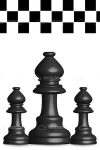 Black Chess Pieces with Black and White Chess Board Pattern